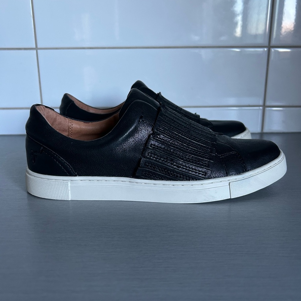 Frye Womens Ivy Gore Black Leather Slip On Sneakers